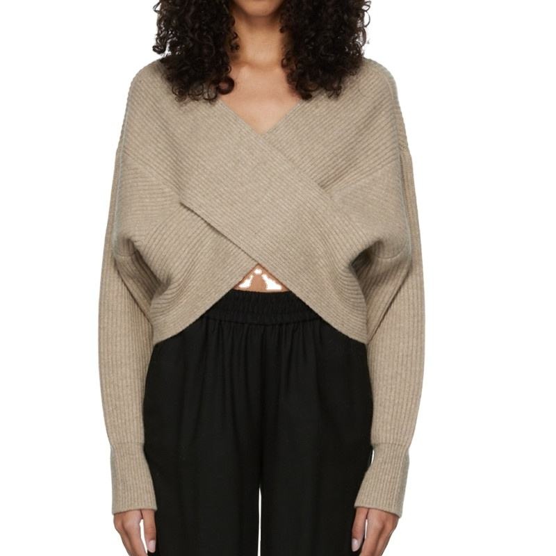 Lady Sweater 2025 Custom OEM/ODM Womens Winter Jacquard Knit Long-Sleeve V-Neck Button Casual Sweater – Womens Sweater and Pullover Sweater price