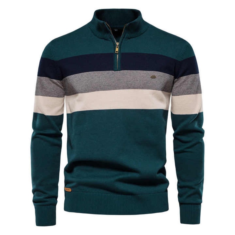 Pulls Pour Hommes High Neck Sweater for Men Winter Casual Zipper Cotton Knitted Fashion Men Clothes Knit Sweater – Pure Cotton Sweater and Knitting Shirt Pullover Mens Sweater price