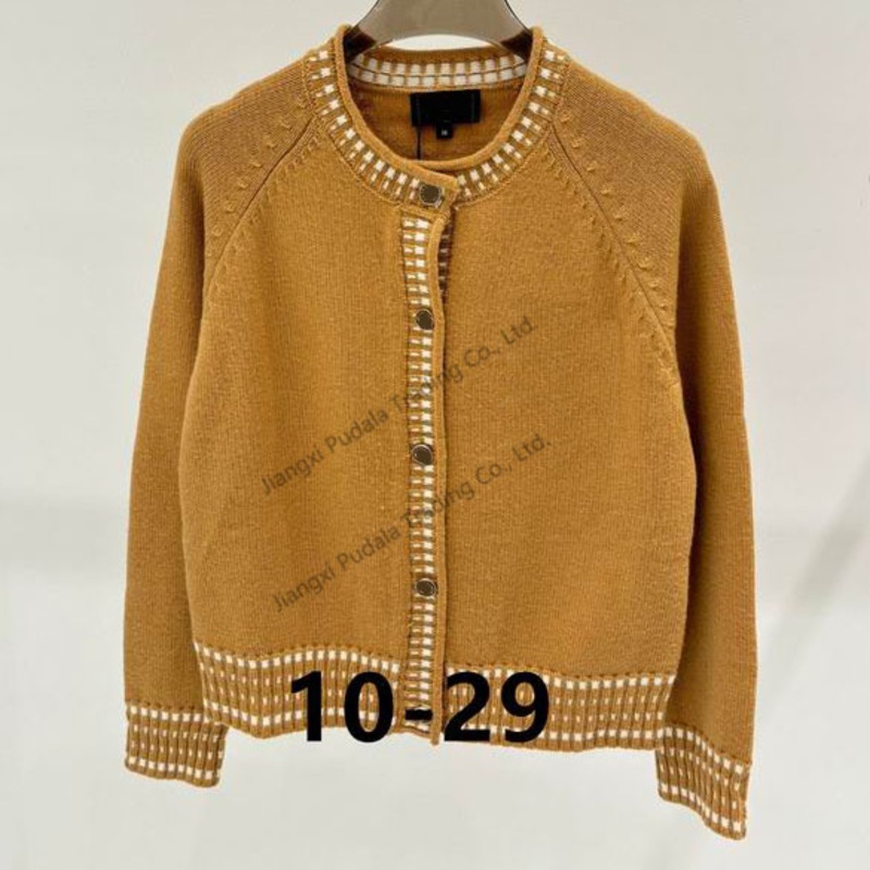 Round Neck Long Sleeve Cardigan Women Knitted Sweater – Sweater and 1: 1 Sweater price