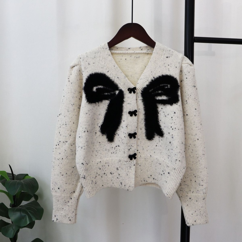 Small Fragrant Style Jacket Women Bow Knitted Cardigan Sweater – Cardigan and Long Sleeve Sweater price