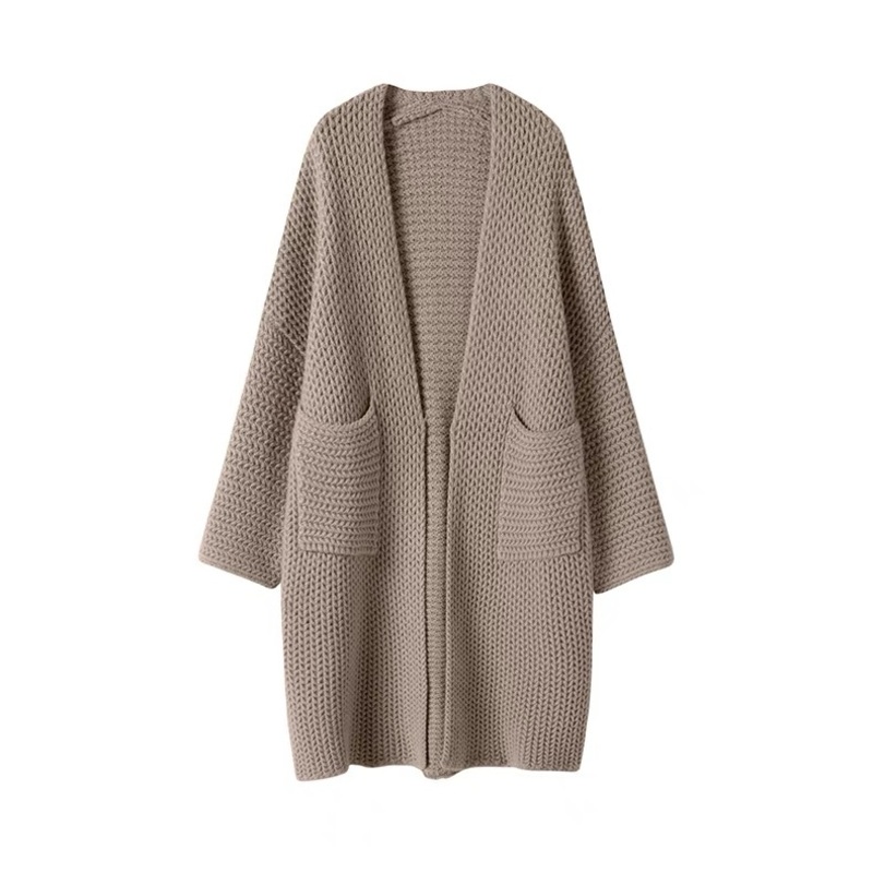 Solid – Color Cashmere Knitted Cardigan for Women, Long – Length, Loose – Fitting Sweater Coatknitted Garment Factory, Fashion Customization, Small – Order and – Fashion Cardigan and Loose Fitting Cardigan price