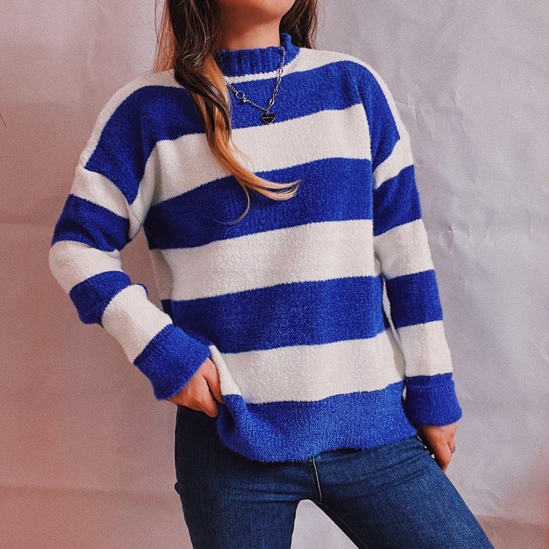 Striped Round Neck Long Sleeved Knitted Pullover Sweater – Women Sweater and Apparel price|<span style="color:|222222;"><span style="display:inline !important;text-align:left;">By DHL / FedEx / UPS / TNT / By Air / By Sea