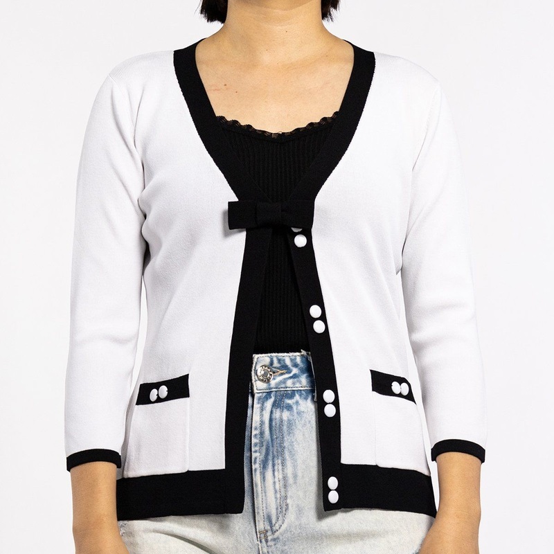 White 3/4 Sleeve Knit Cardigan Skinny Short Cardigan Sweater for Women – Designer Cardigan and Girls Cardigan price