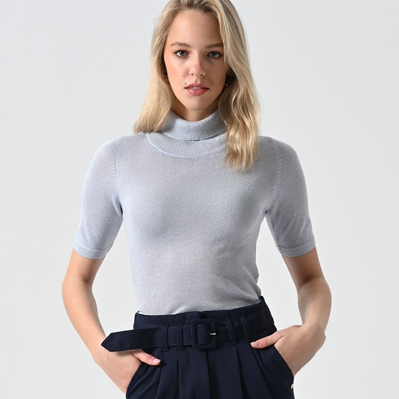 Wholesale Custom Ice Silk Short-Sleeved Roll Neck Sweater Summer New Elegant Loose Ultra-Thin Fashion Womens Sweater – Womens Sweater and Sweater price