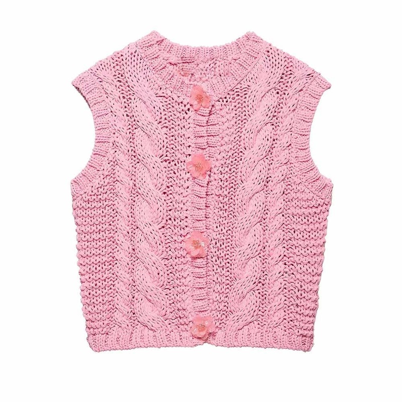 Za Womens Clothing Casual Short Flower Button up Striped Knitted Vest Sleeveless – Button up Knitted Vest and Casual Short Knitted Vest price