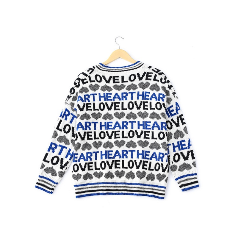 Alphabet Sweater 2018 New Autumn Wear Bright Silk Circular Collared Head Long-Sleeve Sweater Blouse Women – Sweater and Womens Sweater price