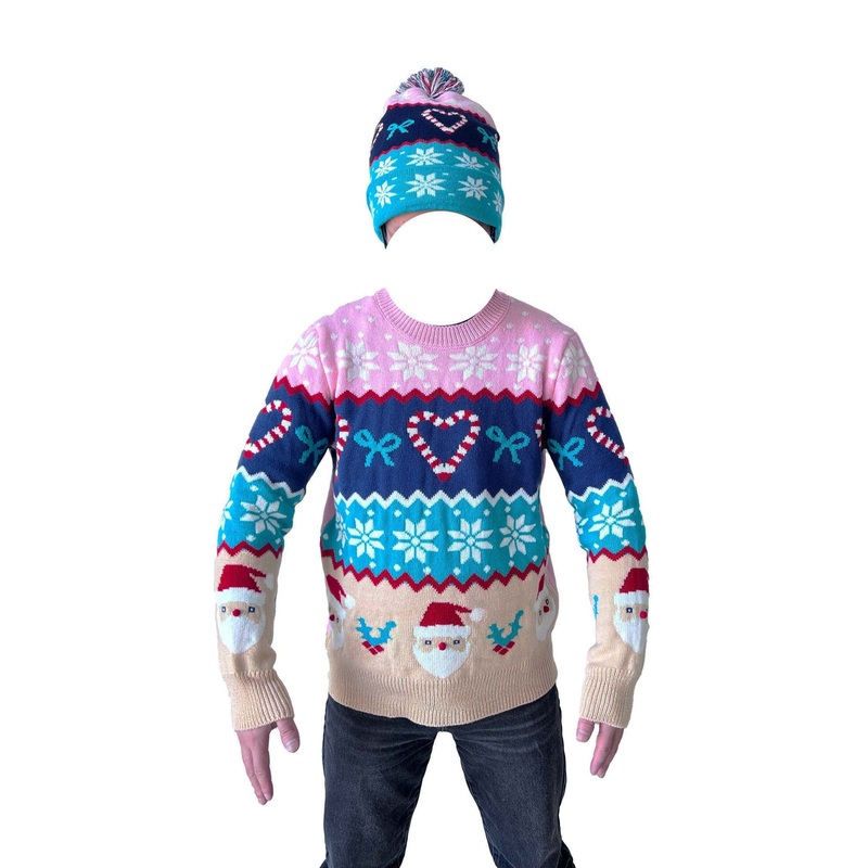 Christmas Aldi Warm Fashion Knitted Pullover Sweater Pompom Hat Set – Sweater and Knitwear price