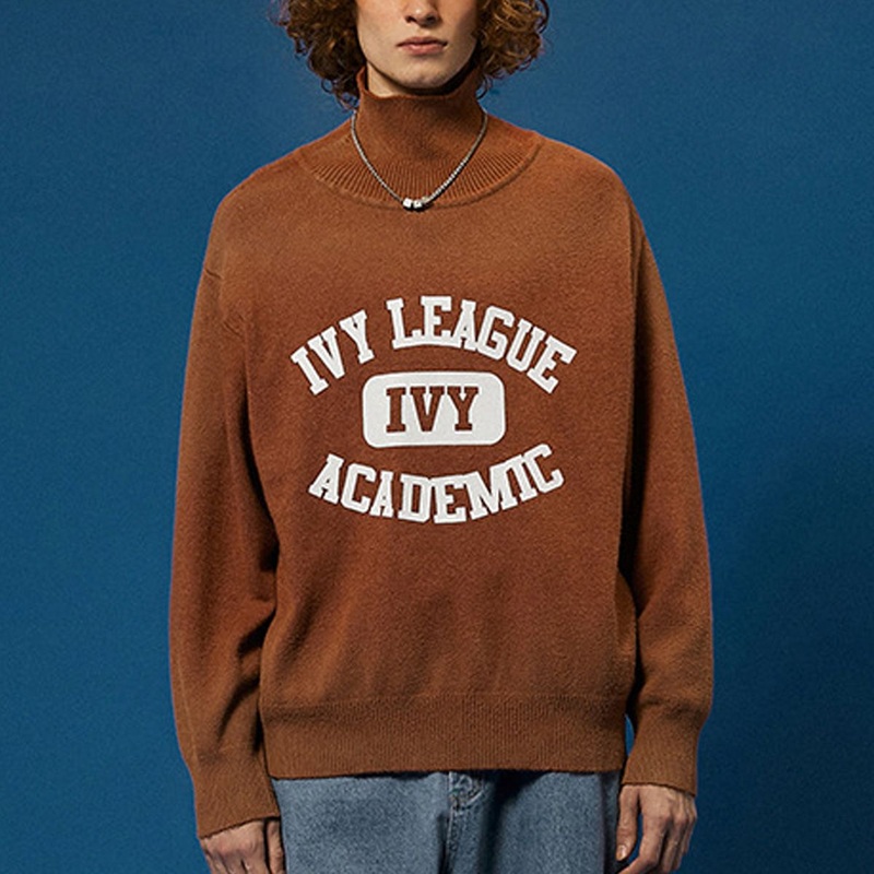 Custom Logo OEM Men Sweater Pullover Spray Printed Letter High Neck Long Sleeve Vintage Knitwear Designer Coat Sweaters – Sweater Women and Oversized Sweater Fluffy price