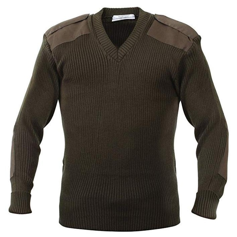 Field Style Pullover V Neck Acrylic Sweater with Patches – Sweater and Pullover price