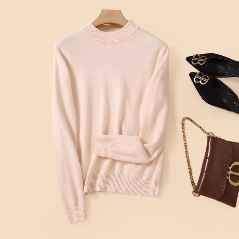 Knitting Elegant Women Pullover Oversize Round Neck Soft Knitwear Pure Premium Cashmere Sweater – Women Sweater High Neck and High Neck Women Sweater price