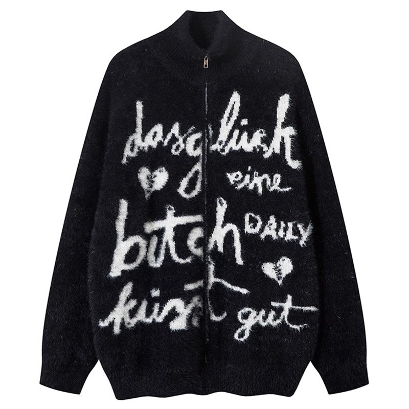 Ladys Letter Jacquard Cardigan Sweater for Winter – Jacquard Cardigan and Zipper up Cardigan price
