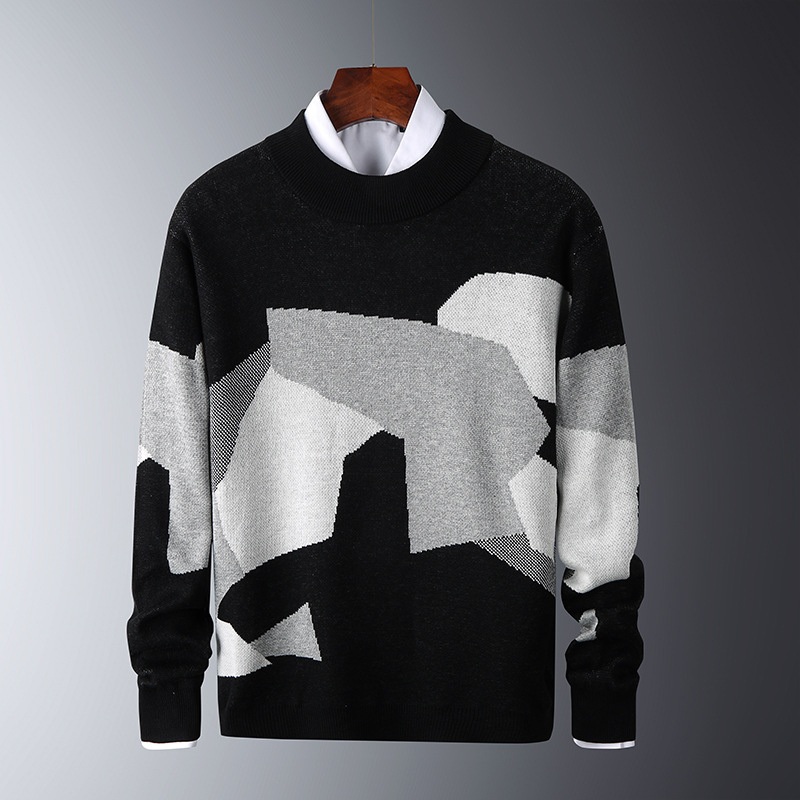 Nnr Knitwear Autumn Winter White Round Neck Long Sleeve Jacquard Sweater for Men – Men Sweater and Sweater price
