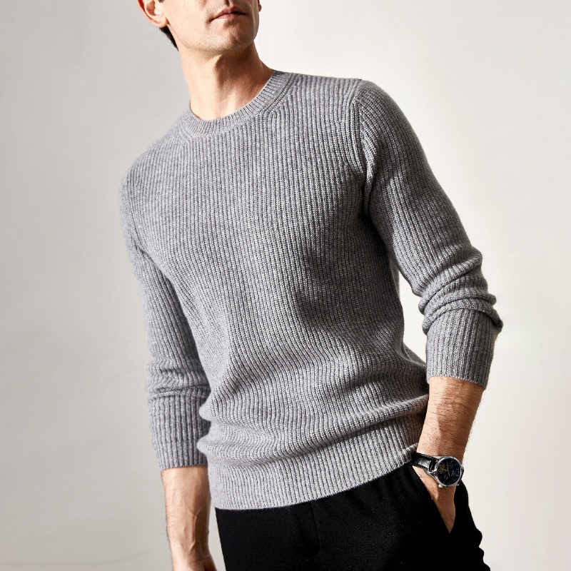 Organic Knitting Jumper Mens Knit Crew Neck Cashmere Sweater in New Design. – Cashmere Sweater and Organic Knitting Jumper price