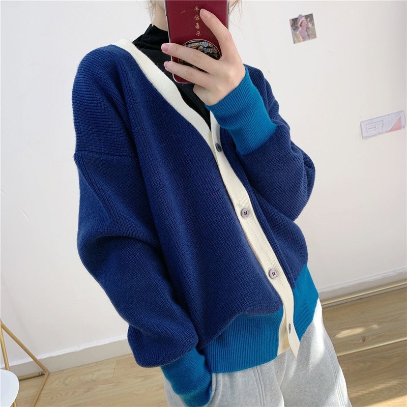 Women S V-Neck Sweater Coat Fashion Color Block Knitted Cardigan Sweater – Ladies Sweater and Crochet Sweater price