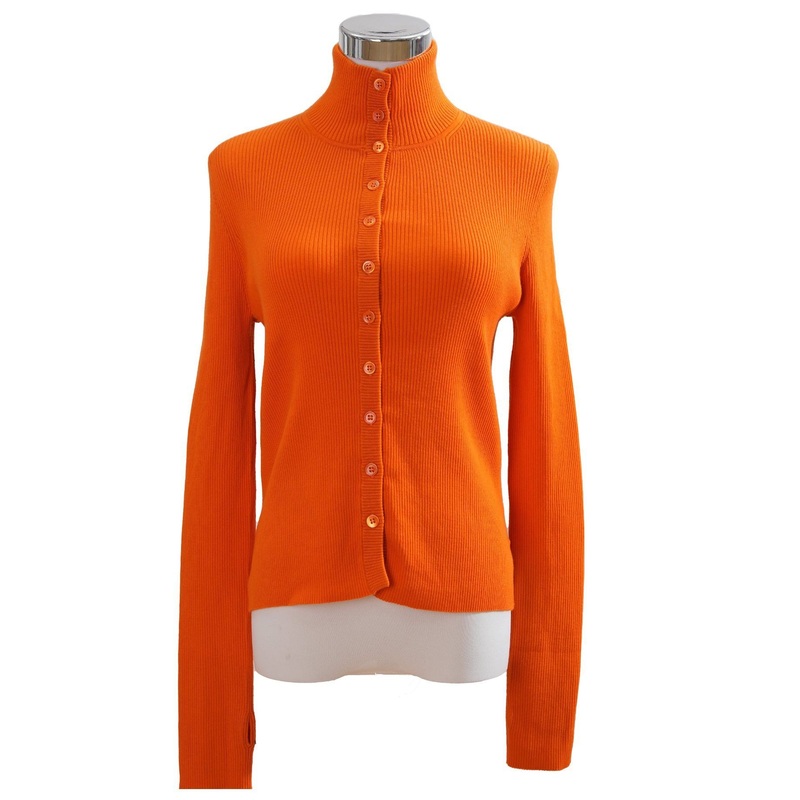 Womens 331g Anti-Pill Merino Wool Traffic Orange Turtleneck Cardigan – Cardigan Sweater and Womens Sweater price