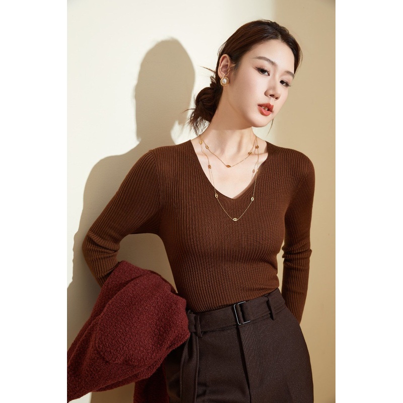 Womens Body-Skimming Merino Wool Top: Seamless V-Neck Sweater – Wool Sweater and Womens Sweater price