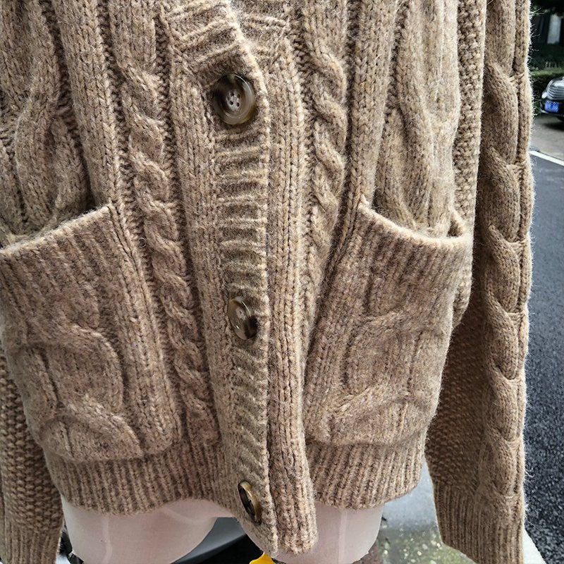 Womens Cable Knitted Cashmere Sweaters Chunky Cardigan V Neck Shape with Buttons – Women Cashmere Cardigan and V Neck Cardigan price