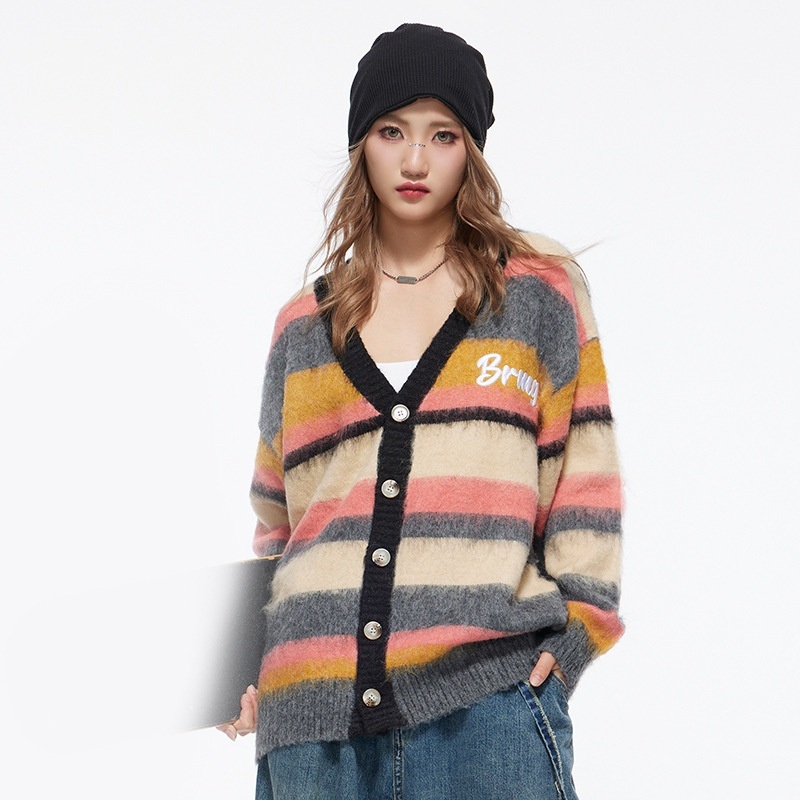 Womens Embroidery Letter Pattern Color Block Button Front Cardigan Knitted Sweater – Knitted Sweater and Button Front Cardigan Knitted Sweater price|<span style="color:|000000;"><span><span><span>S-M-L-XL-XXL