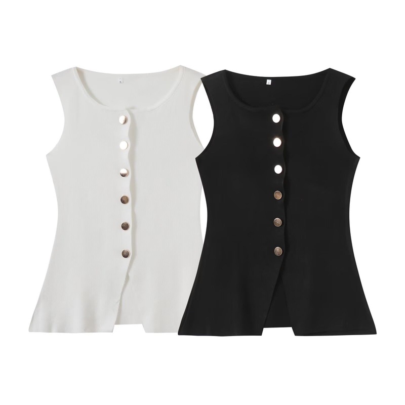 Za Womens Clothing Elastic Slim Versatile Round Neck Knitted Vest Sleeveless – Slim Versatile Womens Vest and Sleeveless Womens Vest price