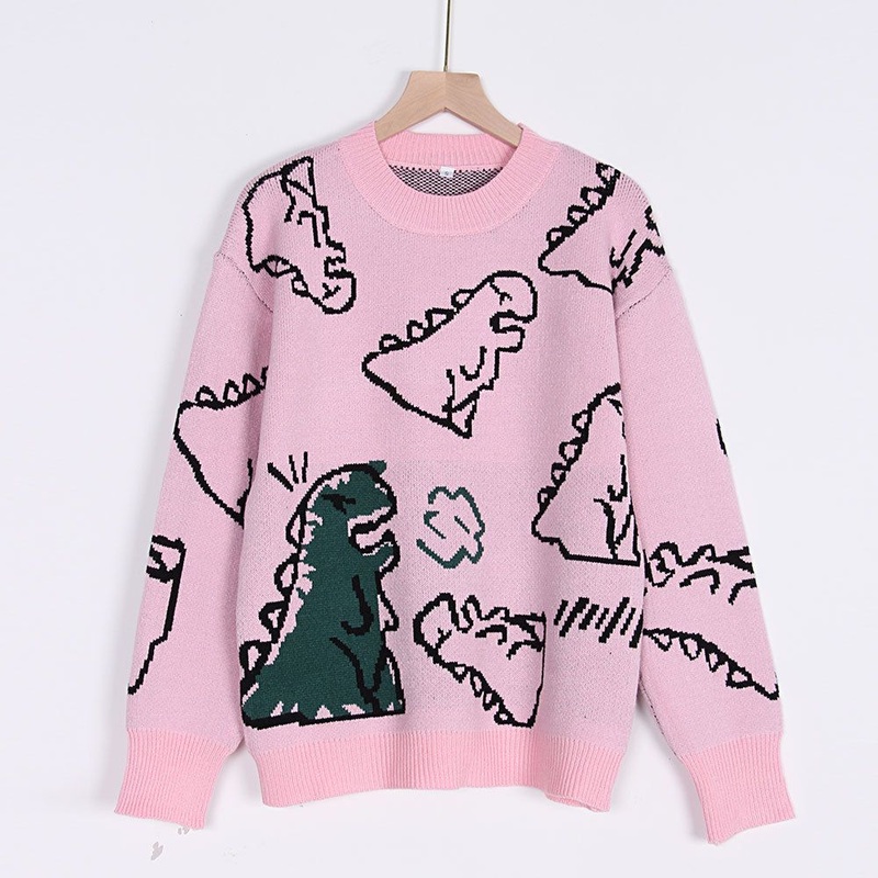 Autumn and Winter New Round Neck Loose Cartoon Dinosaur Sweater/Sweatshirt – Sweater and Sweatershirt price