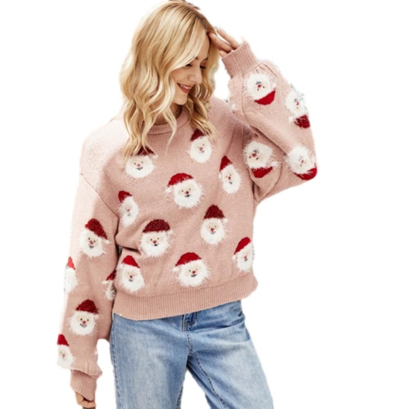 Best-Selling Wholesale Nordic Style Womens Geometric Santa Jacquard Thick Wool Pullover Sweater – Sweater and Knitted Sweater price