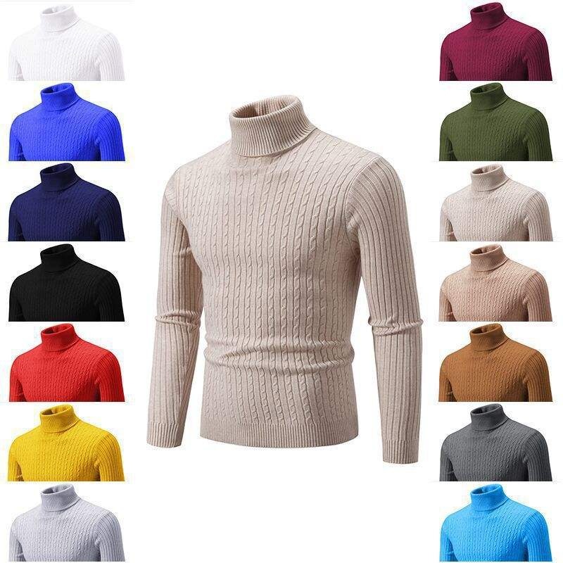 Cheap Wholesale New Products Fashion Men S Casual Slim Fit Basic Turtleneck Pullover Knitted Solid Color Sweater – Sweater and Sweater with a Collar price