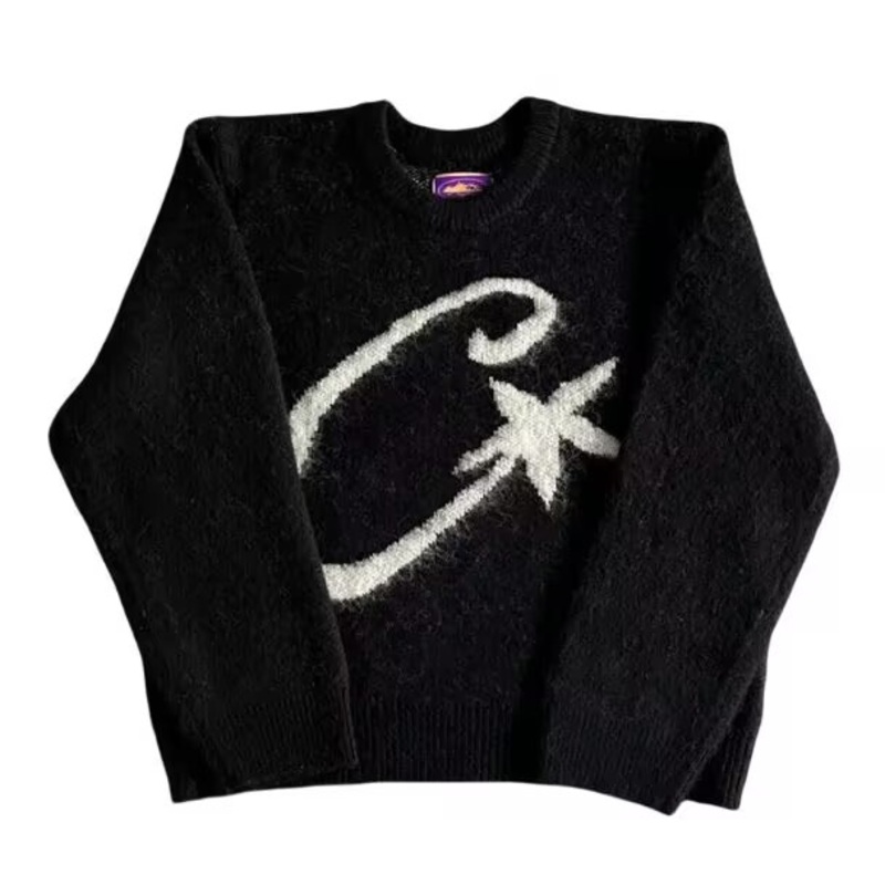 Corteiz Mohair Knit Sweater Men Long Sleeved Sweater Versatile Loose Pullover Knitted – Men Clothes and Sweater price