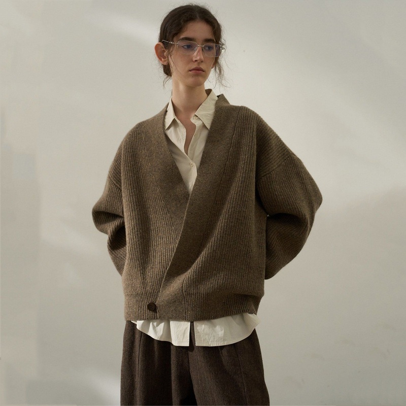 Factory Customization Autumn Wool Slant Collar Cardigan Knitted Jacket – Pants and Trousers price