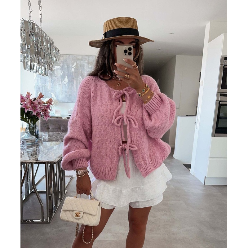 Fashion Round Neck Knit Cardigan Womens Elegant Casual Long Sleeve Open Front Coat Autumn Winter Chic Sweater – Sweater and Jumper price