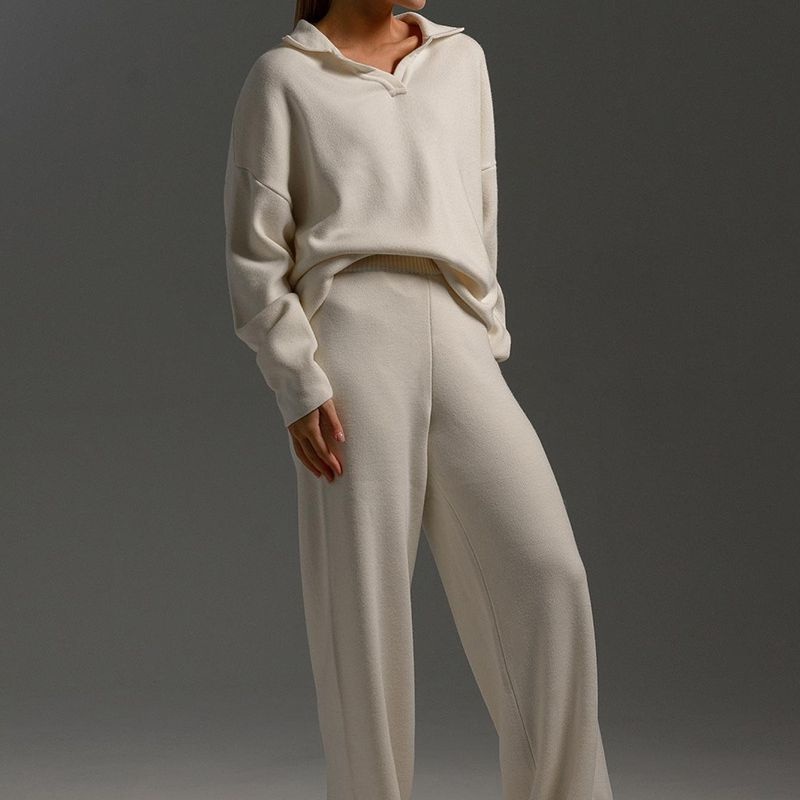 Fashion Soft Knit Wear Women Jumper Set Customize Sweater Polo Shirt – Knit Wear and Jumper price