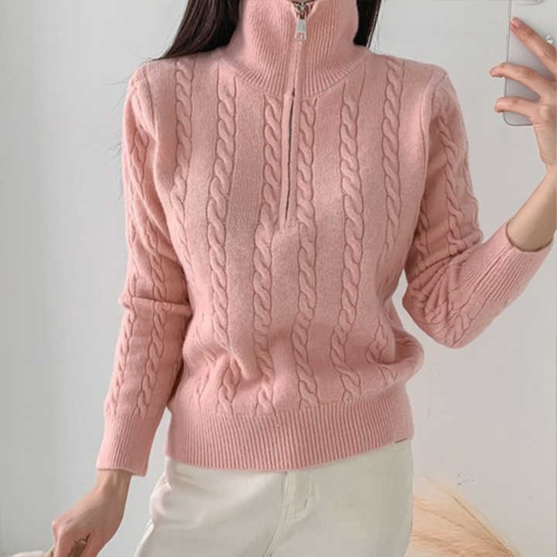 High Quality Retro Half-Zip Lazy Turtleneck Pullover Sweater for Women Long Casual Knitwear for Autumn Season – Pure Cotton Sweater and Knitting Shirt Pullover Mens Sweater price