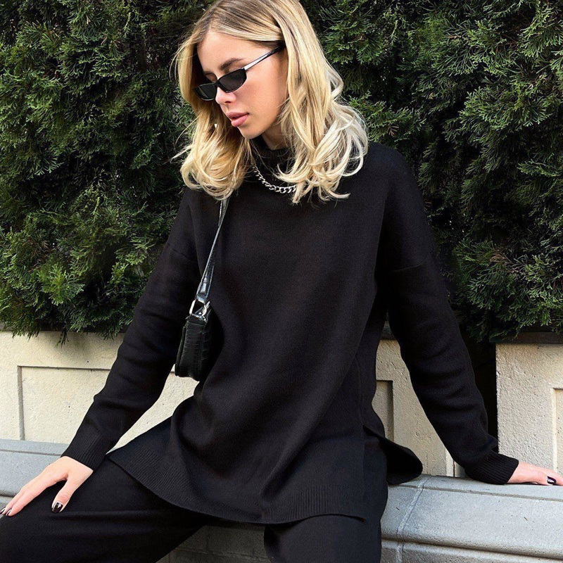 Ladies High Neck Ribbed Sweater – Cozy Viscose Knitwear, Loose Fit Long Sleeve Sweater – Stylish Ribbed Design for Women, No MOQ – Cozy Knitwear and Stylish Knitwear price