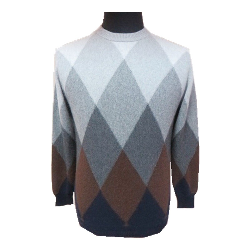 Mens Diamond Pattern Merino Knit Sweater – Round Neck and Knit Sweater price