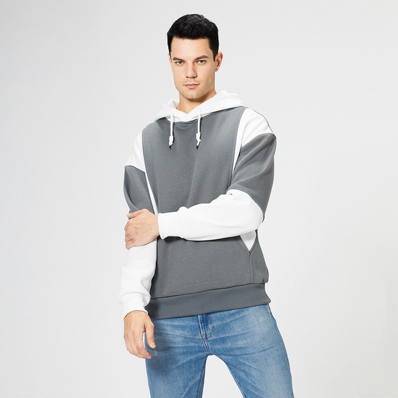 New Color-Blocking Fashion Sweater Mens Plus Size Casual Sports Top Sweatshirt Fleece Hooded Sweater – Sweater and Hoody Wear price