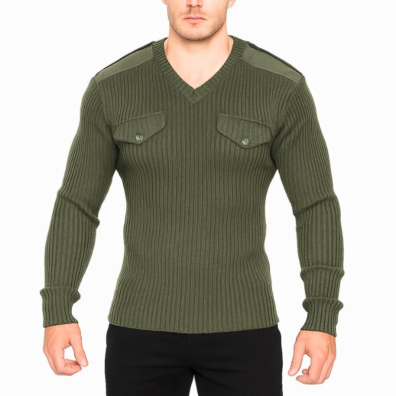New Rich Men S V-Neck Olive Green 100% Acrylic Tactical Mens Pullover Sweater – Sweater and Pullover Sweater price