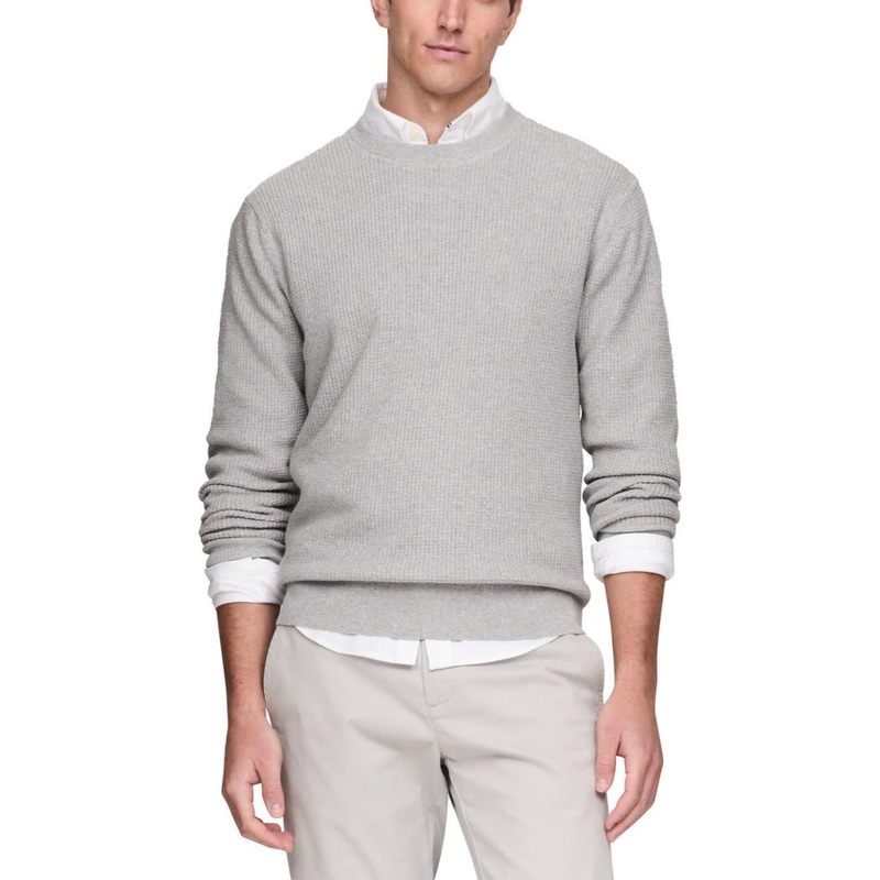 OEM Factory Mens Waffle Knit Crewneck Sweaters Lightweight Pullover with Embroidery Logo – Sweaters and Mens Sweater price