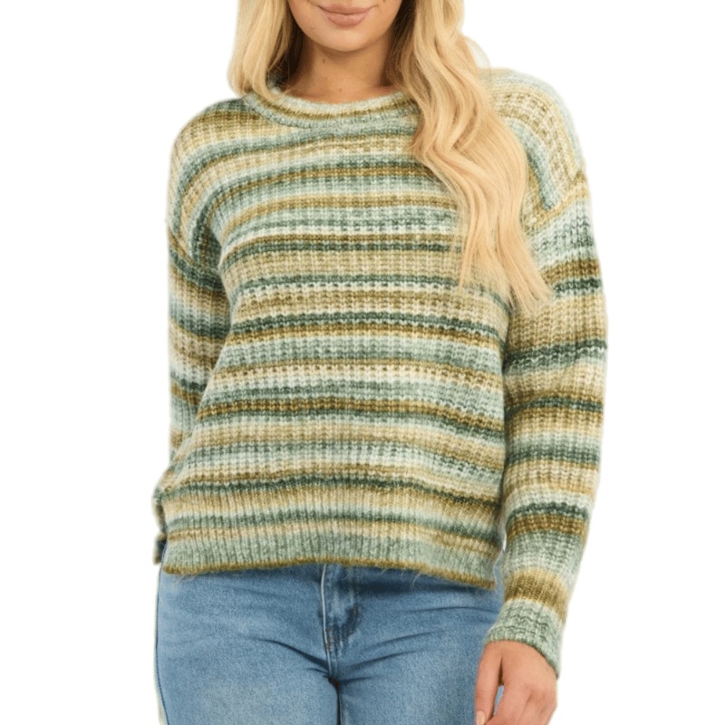 Trendy Green Striped Knit Sweater for Everyday Womens Wear – Stripe Sweater and Knit Sweater price