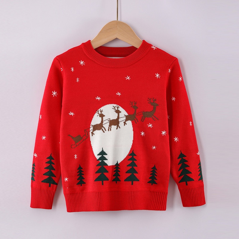 Winter Cute Long Sleeve Knitted Pullover Tops Santa Claus Knitwear Children Christmas Sweater – Christmas Sweater and Sweater price