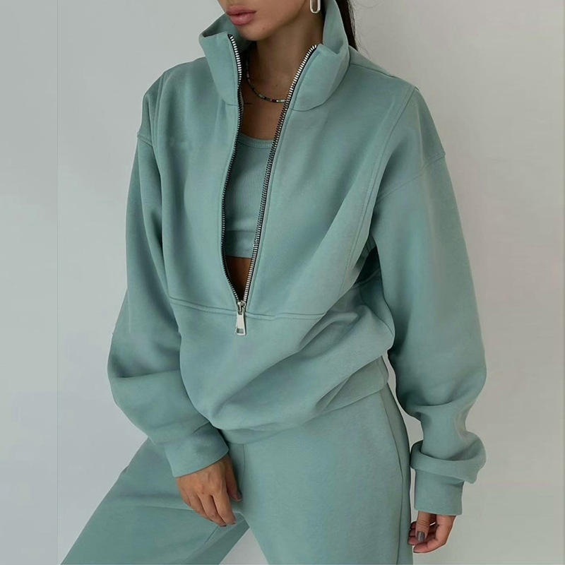 Womens Autumn and Winter Clothing Polyester Two-Piece Set Zipper Sweater Fleece Sports Pants Casual Set Custom Logo – Winter Clothing Polyester Two-Piece Set and Zipper Sweater Fleece Sports Pants Set price