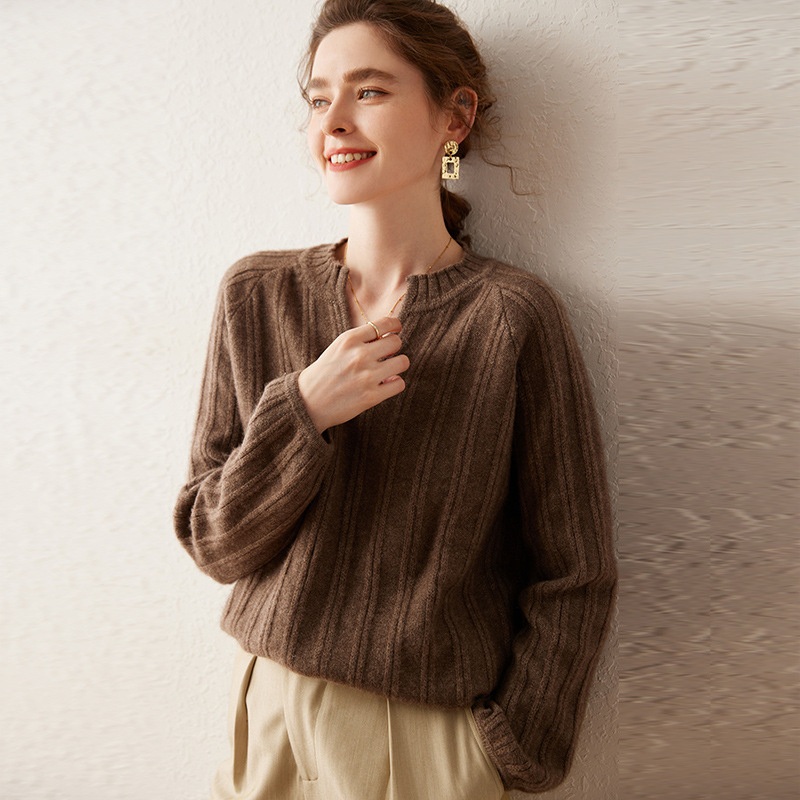 Womens Autumn and Winter V-Neck Half Pullover Lantern Sleeve Sweater – Everyday Clothing and Lady Garments price
