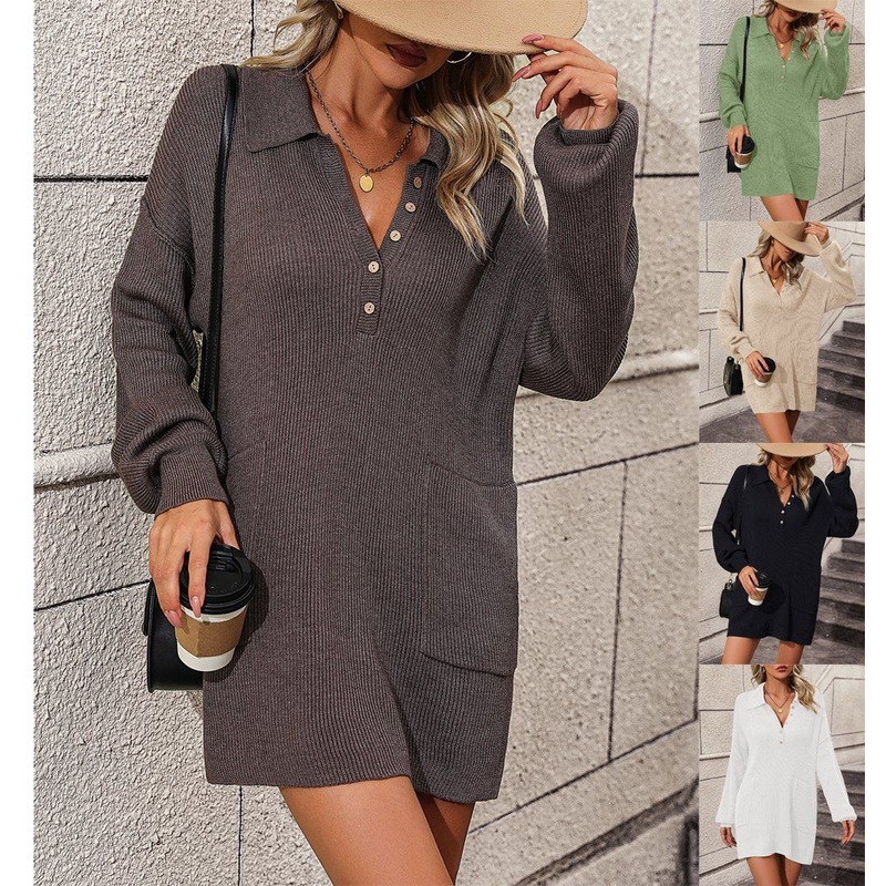 Womens Solid Color Lapel Button Sweater Long Coat Sweater Woman Top – Womens Sweater and Knit Sweater price