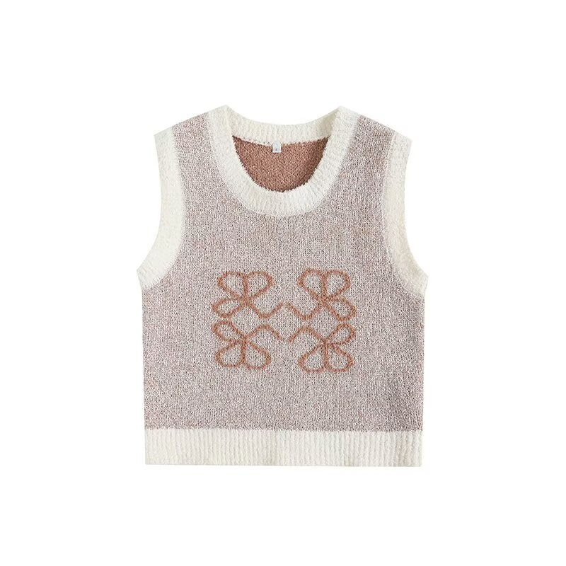 Za Womens Clothing Slim Short O Neck Jacquard Knitted Vest Sleeveless – Slim Short Knitted Vest and Jacquard Knitted Vest price