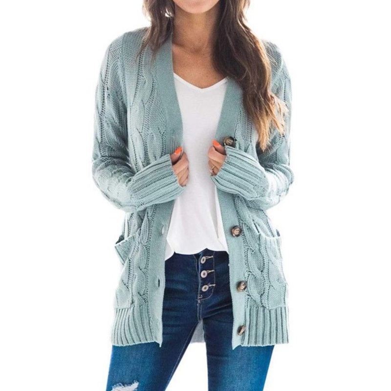 Fashion Women Twists Long Sleeve Knitted Sweater Casual Cardigan Sweater – Cardigan Sweater and Long Sleeve Cardigan Sweater price
