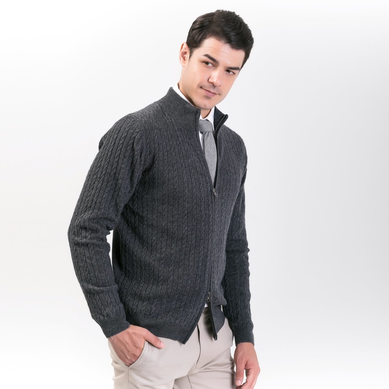 Men S Fashion Wool Cashmere Double Zip up Cardigan Sweater – Sweater and Cashmere price