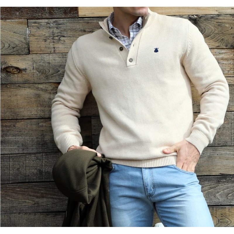 Menfashion Sweater 100%Cotton Knitting Garment Pullover with Embroidery and Button – Men Sweater and Fashion Sweater price