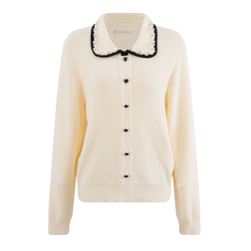 Sweater Women Knit Pullovers Turn-Down Collar Knit Sweater Coat Long Sleeve Casual Buttons Knit Top – Sweater and White Sweater price