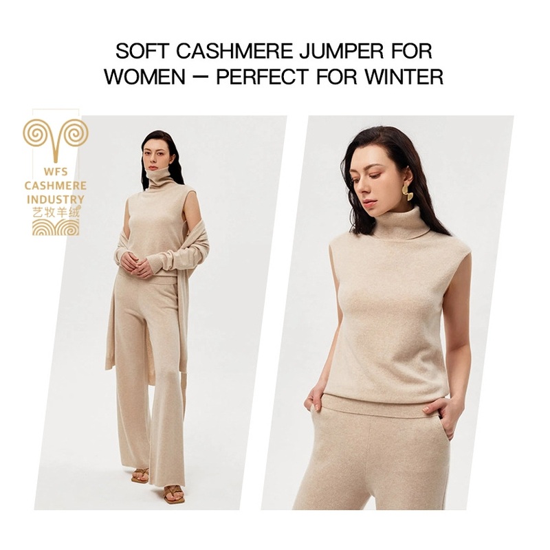 Winter Street Cashmere Sets for Woman Turtleneck Full Sleeves Top High Waist Trousers Two Piece Set Women Loose Womens Sets – Sweaters for Women and Cashmere Sweater price