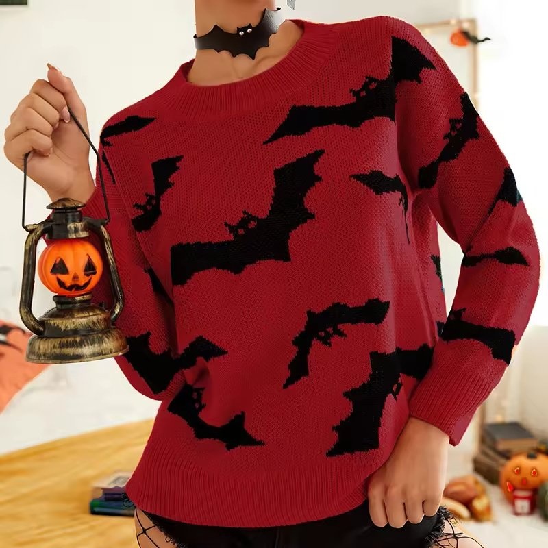 Womens Funny Halloween Print Long-Sleeved Sweatshirt Casual Blouse Pullover Sweater – Sweater and Halloween Sweater price