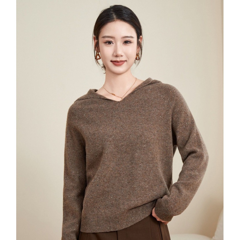 Womens Solid Color Causal Seamless Hooded Lightweight Sweater 100% Wool – Wool Sweater and Womens Sweater price